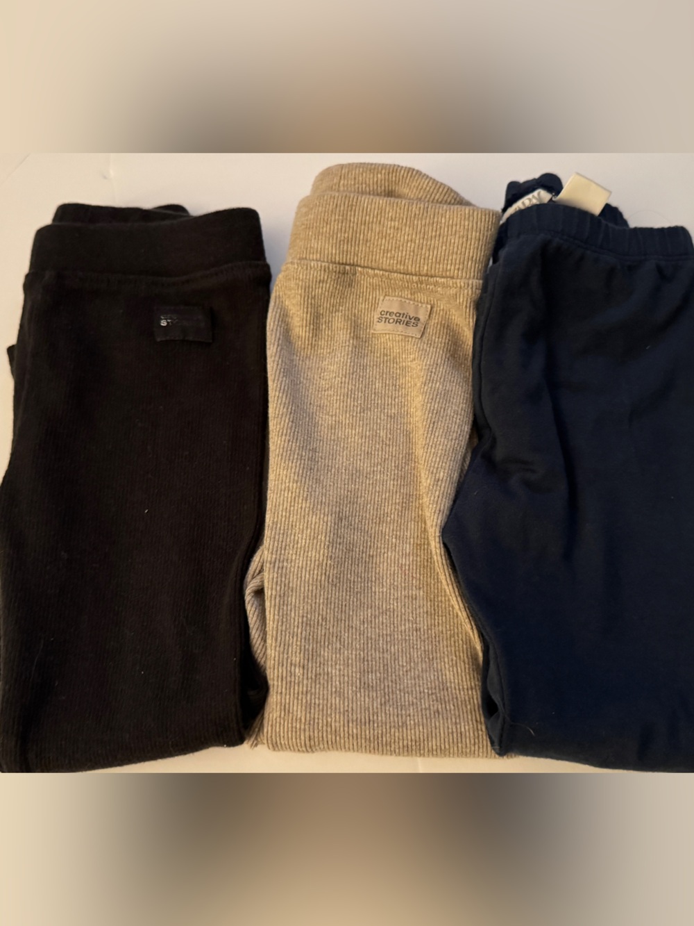 Zara Kids Ribbed leggings Trio in Black, Beige and Navy